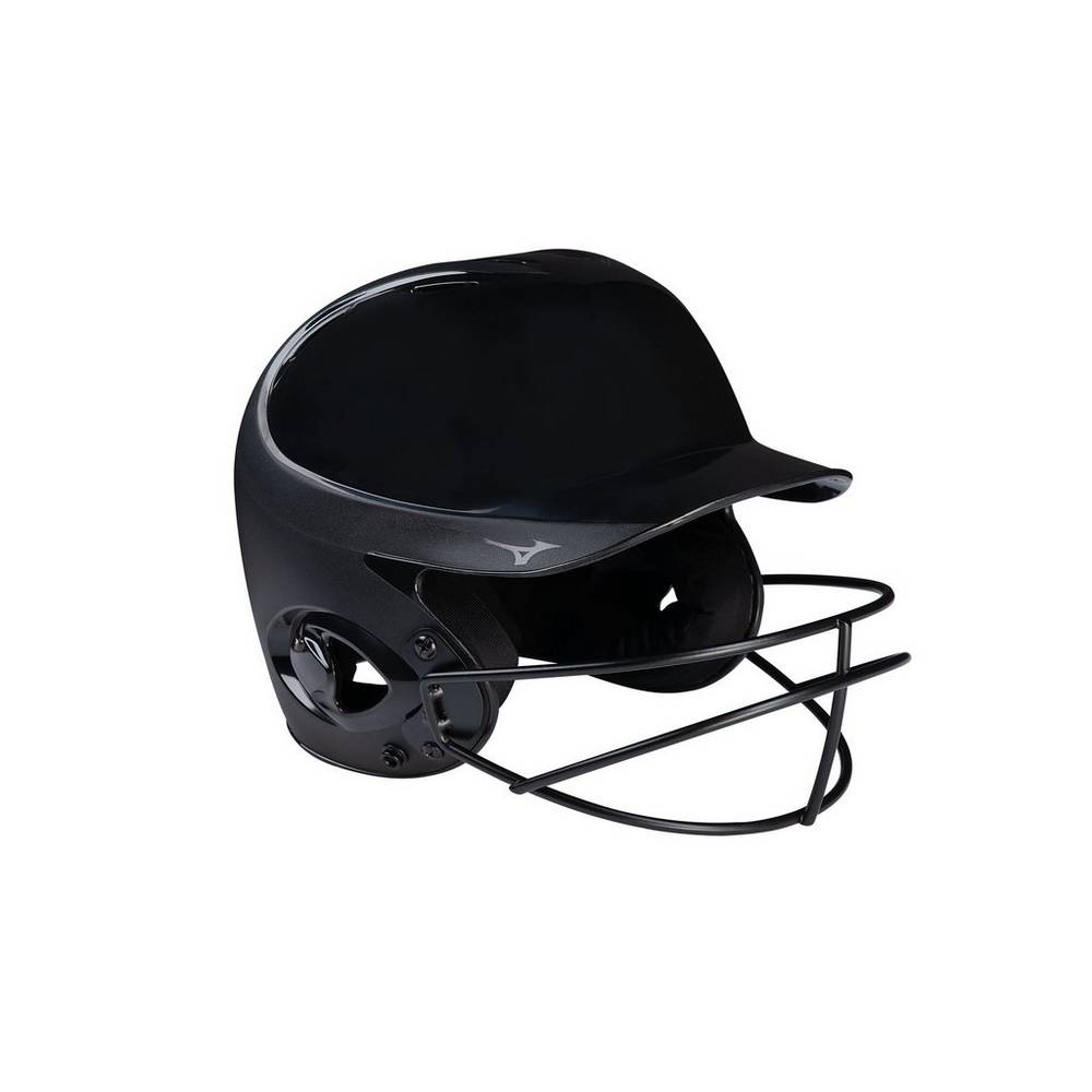 Mizuno MVP Series Solid Batting Helmet with Fastpitch Softball Mask - Bayan Kask - Siyah Türkiye (YT